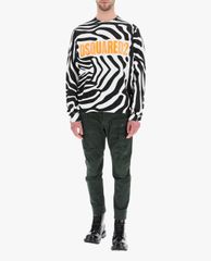 DSQUARED2 - Áo sweatshirt nam cổ tròn tay dài phối họa tiết Zebra