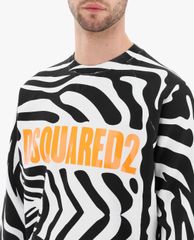 DSQUARED2 - Áo sweatshirt nam cổ tròn tay dài phối họa tiết Zebra