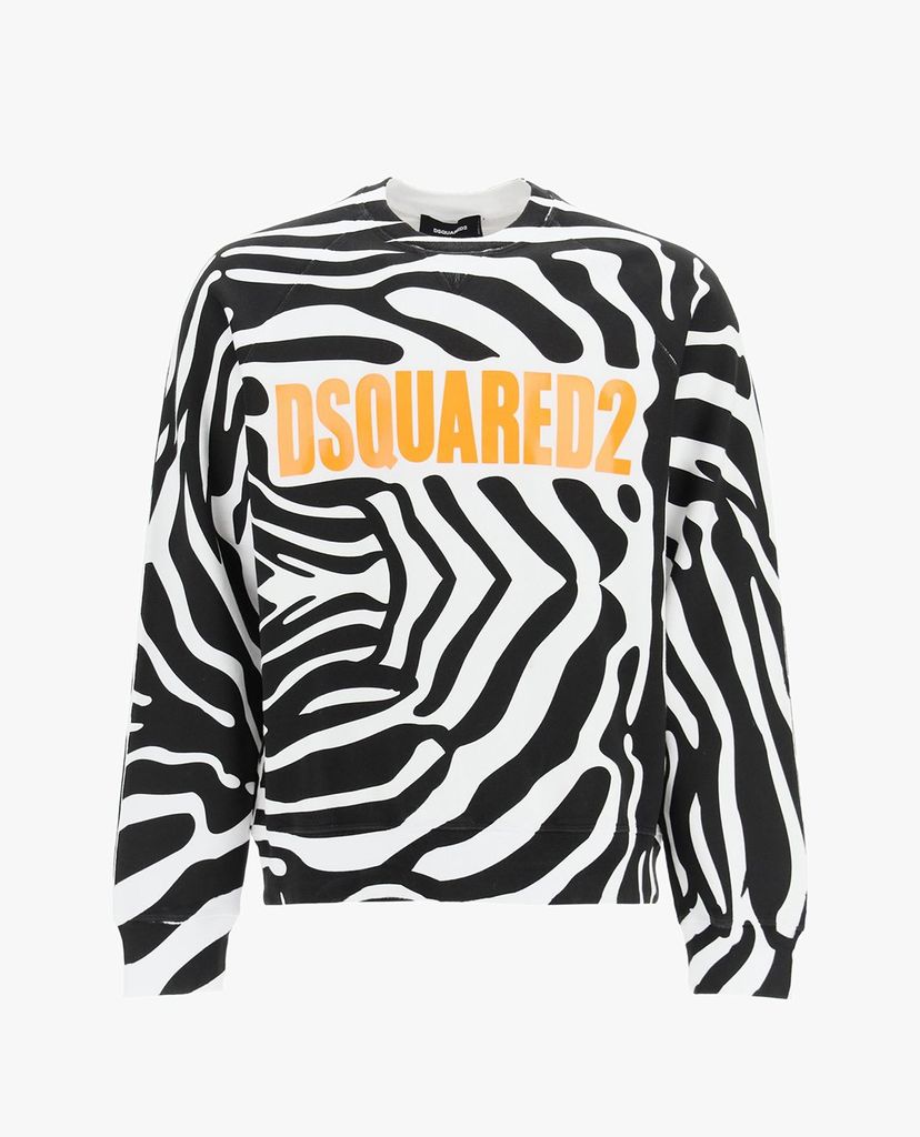 DSQUARED2 - Áo sweatshirt nam cổ tròn tay dài phối họa tiết Zebra