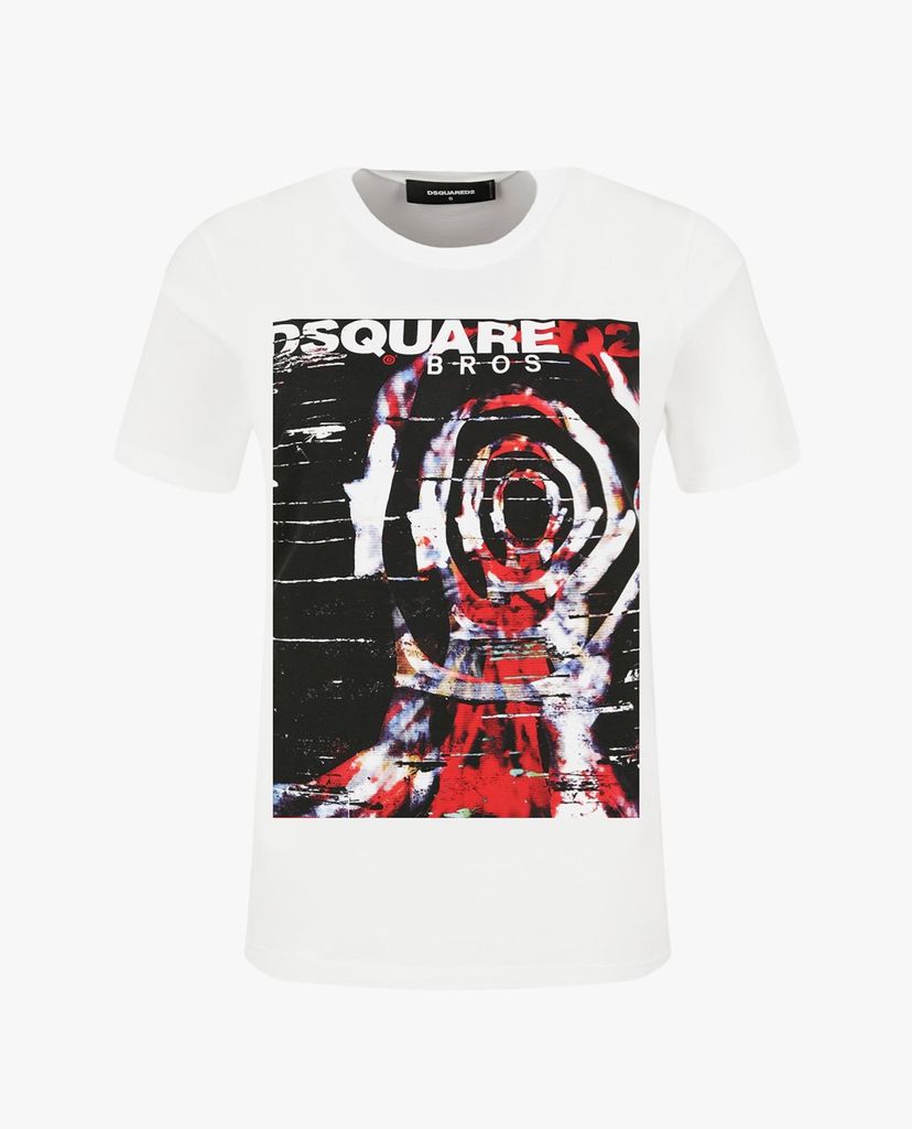 DSQUARED2 - Áo thun nữ ngắn tay cổ tròn phối hình in thời trang