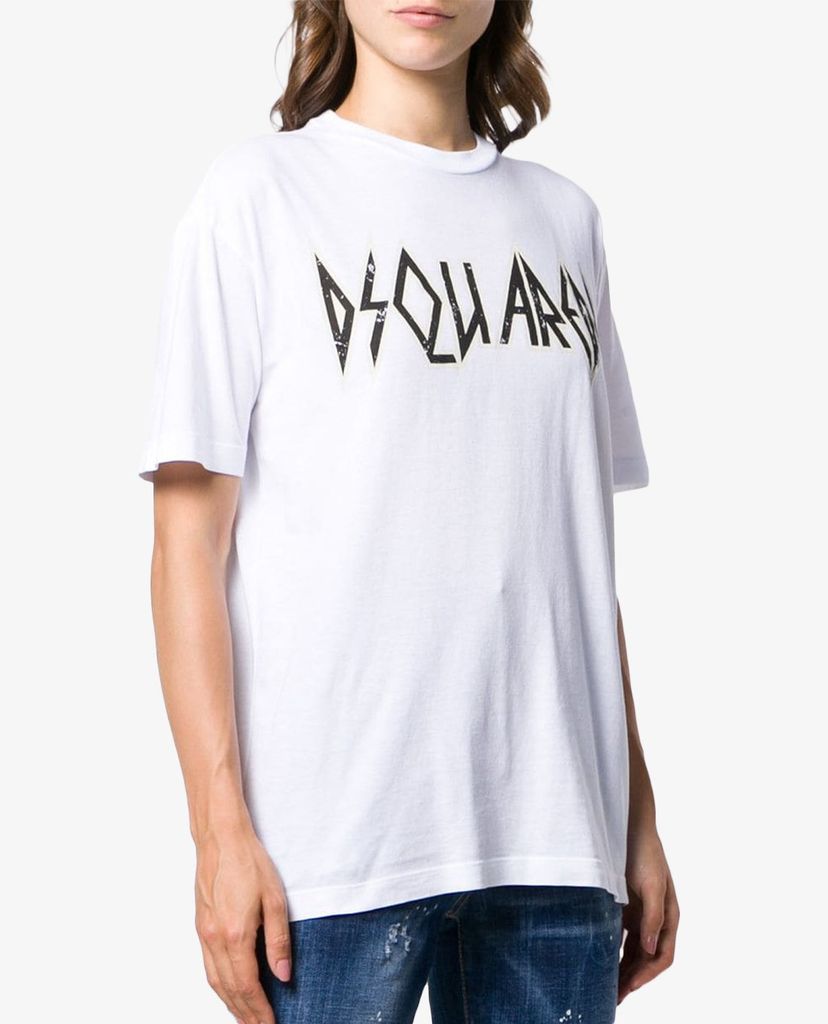 DSQUARED2 - Áo thun nữ ngắn tay cổ tròn phối hình in thời trang