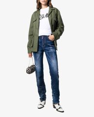 DSQUARED2 - Áo thun nữ ngắn tay cổ tròn phối hình in thời trang