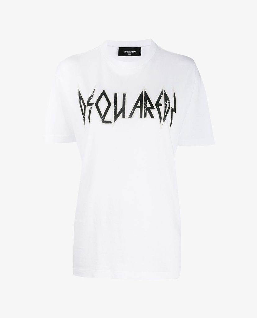 DSQUARED2 - Áo thun nữ ngắn tay cổ tròn phối hình in thời trang