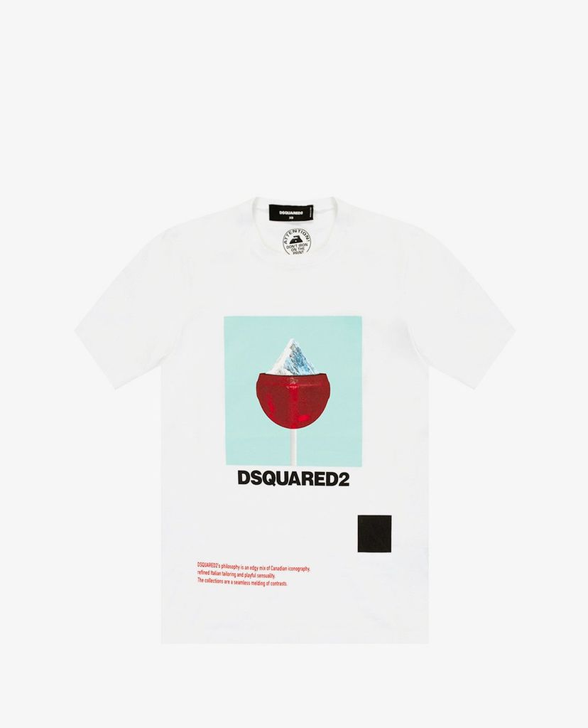 DSQUARED2 - Áo thun nữ ngắn tay cổ tròn phối hình in thời trang