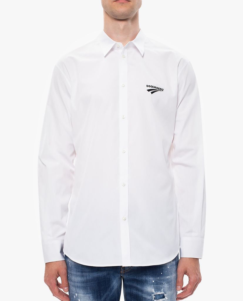 DSQUARED2 - Áo sơ mi nam phom ôm tay dài Logo