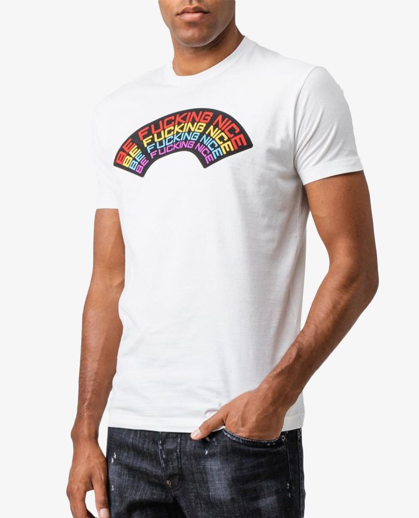 DSQUARED2 - Áo thun nam tay ngắn cổ tròn phối chữ trẻ trung