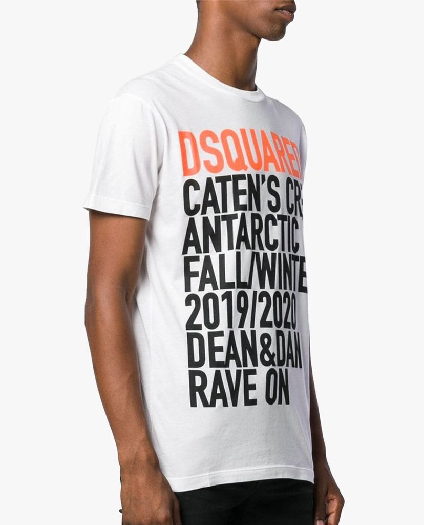 DSQUARED2 - Áo thun nam cổ tròn ngắn tay phối chữ in
