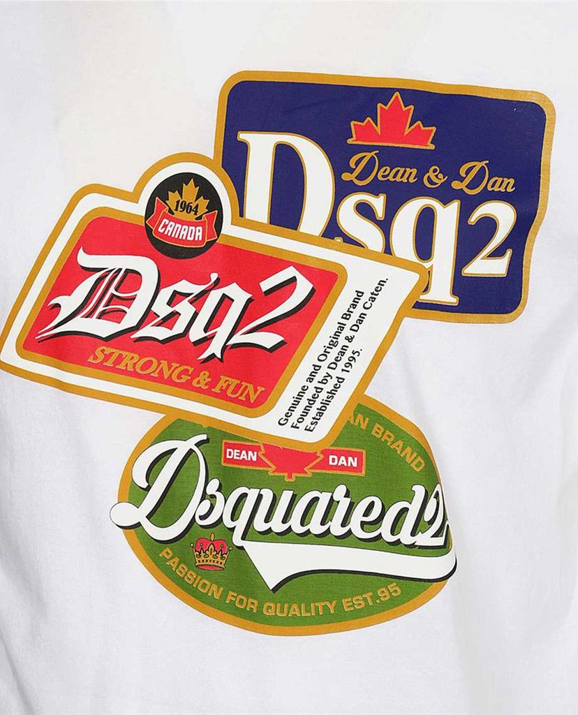 DSQUARED2 - Áo thun nam cổ tròn tay ngắn phom suông cổ điển