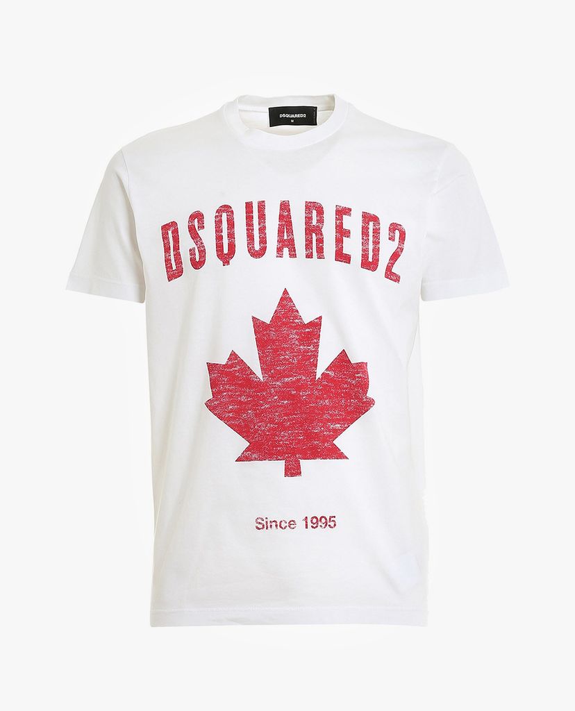 DSQUARED2 - Áo thun nam cổ tròn tay ngắn Maple Leaf Print