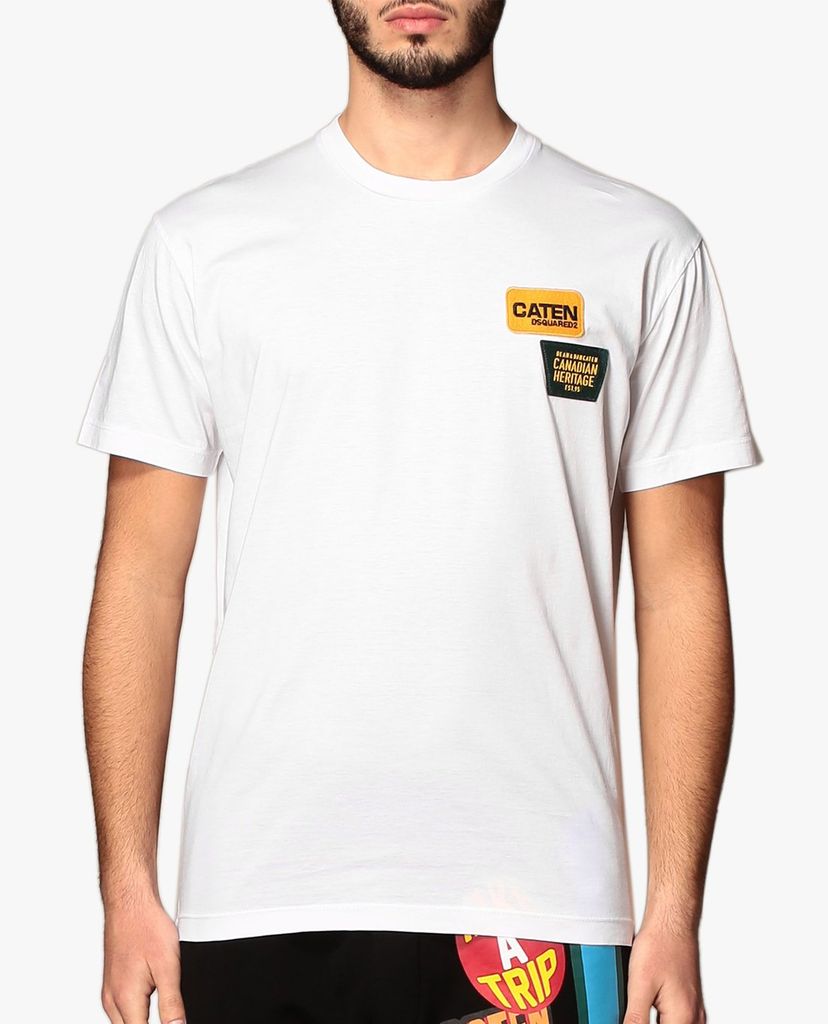 DSQUARED2 - Áo thun nam cổ tròn tay ngắn phom suông Logo