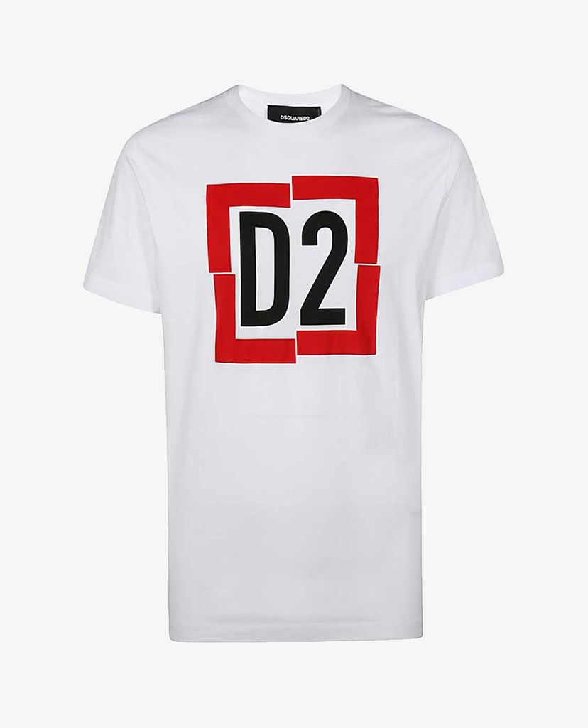 DSQUARED2 - Áo thun nam phom ôm cổ tròn phối logo D2