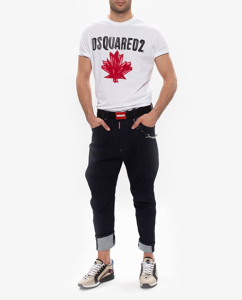 DSQUARED2 - Áo thun nam phom ôm cổ tròn phối logo trẻ trung