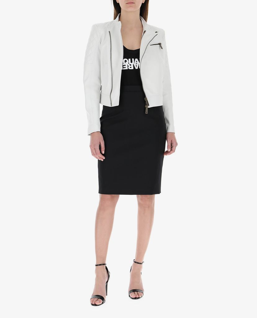 DSQUARED2 - Áo khoác demin nữ Leather Biker