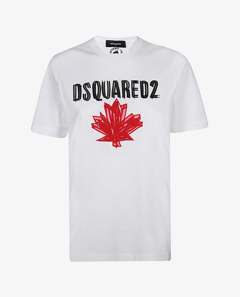 DSQUARED2 - Áo thun nữ ngắn tay cổ tròn phối logo thời trang