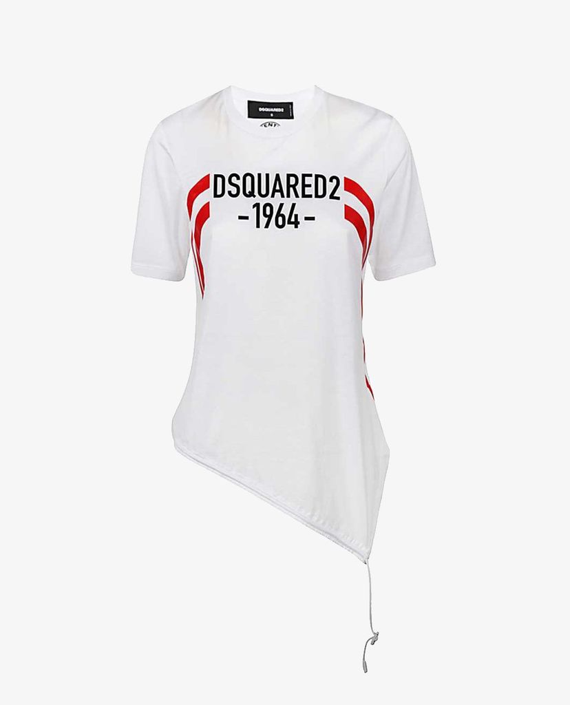 DSQUARED2 - Áo thun nữ ngắn tay cổ tròn Asymmetrical Hem Jersey