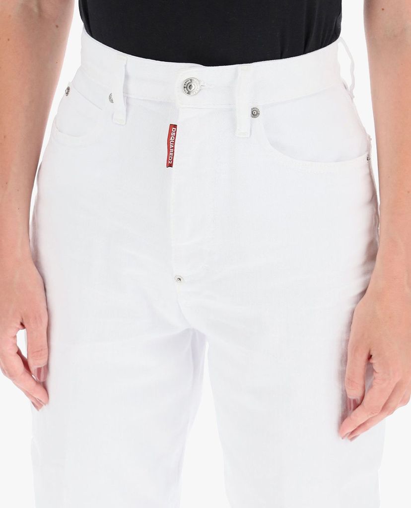 DSQUARED2 - Quần jeans nữ lưng cao phom suông hiện đại