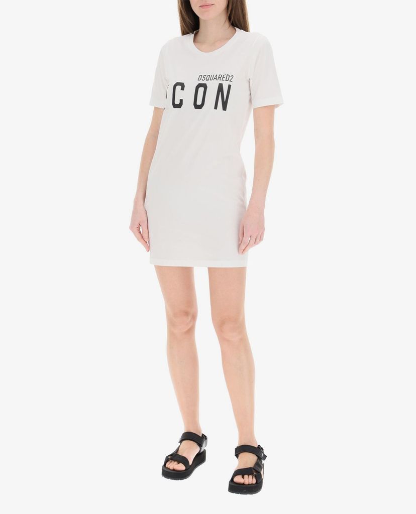 DSQUARED2 - Đầm mini cổ tròn ngắn tay dáng suông Icon