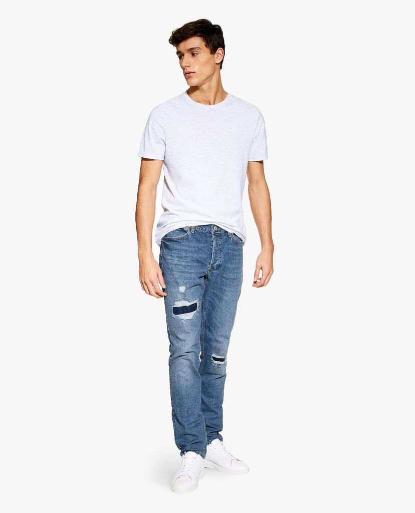TOPMAN - Quần jeans nam Indigo Patch Slim