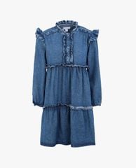 TOPSHOP - Đầm mini tay dài phom suông Frill Tier Denim