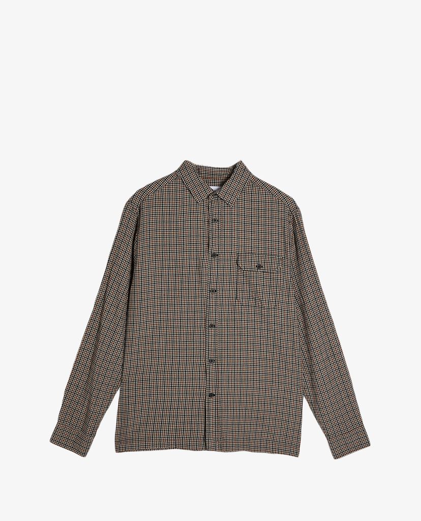 TOPMAN - Áo sơ mi nam tay dài Brown Grid Check Slim