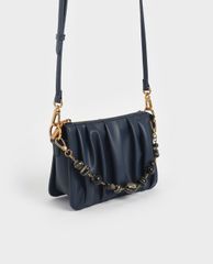 CHARLES & KEITH - Túi đeo vai nữ chữ nhật Beaded Strap Ruched