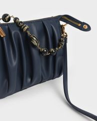 CHARLES & KEITH - Túi đeo vai nữ chữ nhật Beaded Strap Ruched