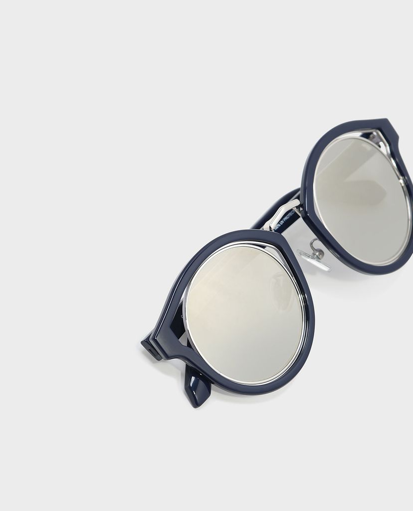 CHARLES & KEITH - Kính mát nữ mắt mèo Round Thick Frame