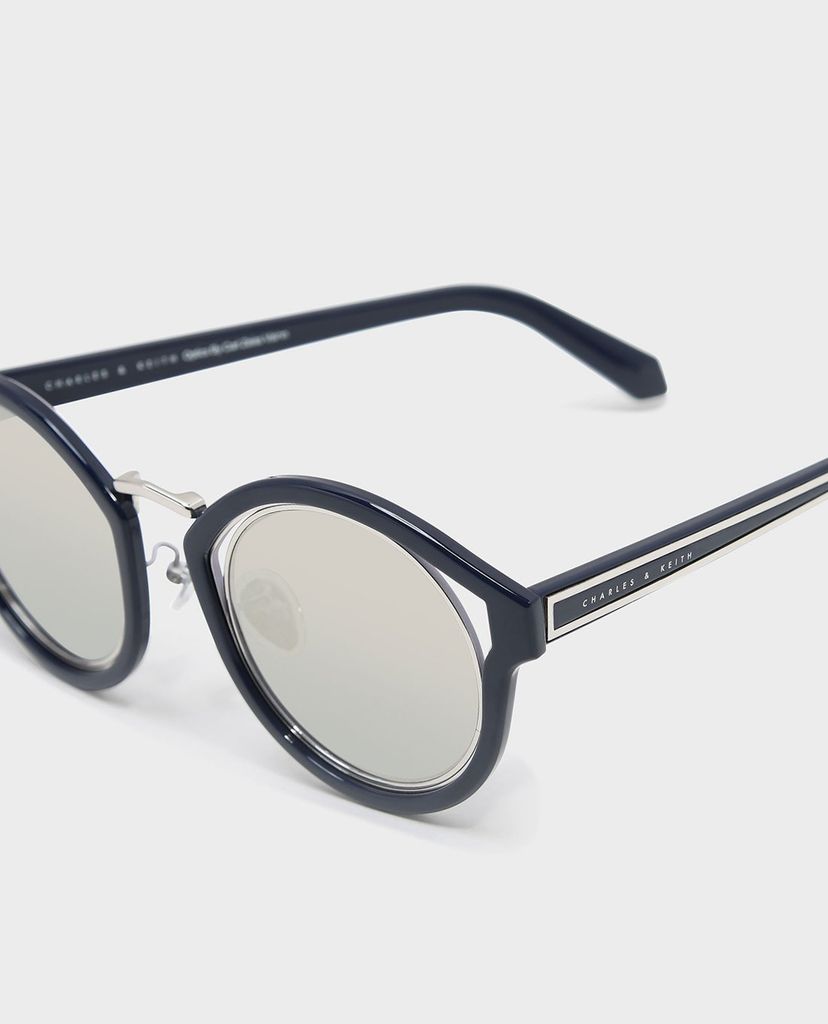 CHARLES & KEITH - Kính mát nữ mắt mèo Round Thick Frame