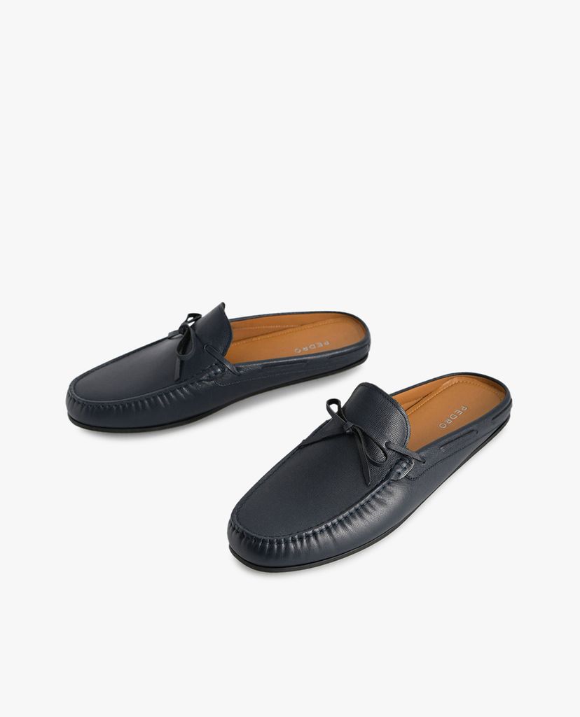 PEDRO - Giày lười nam hở gót Textured Leather Slip On