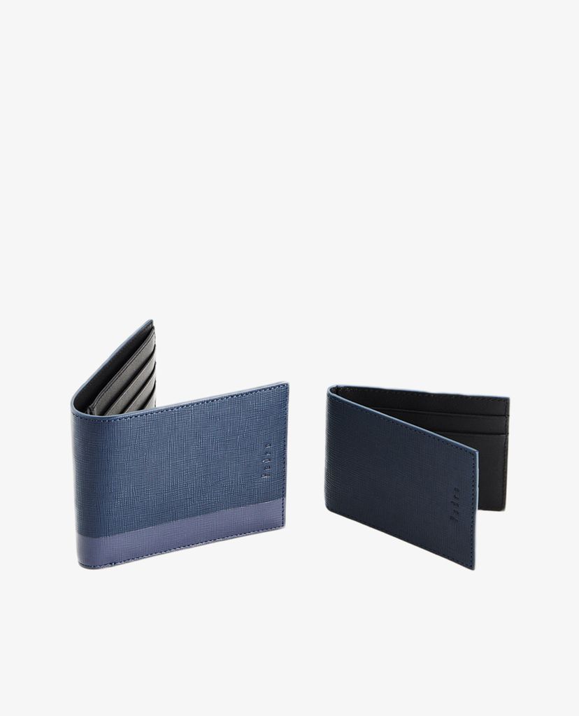 PEDRO - Ví nam dạng gập kẻ ngang Leather Bi Fold With Insert