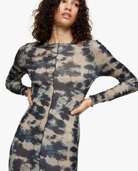 TOPSHOP - Đầm body tay dài Tie dye Print