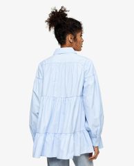 TOPSHOP - Áo sơ mi nữ phom suông Blue Stripe Tiered Poplin