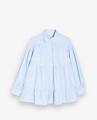 TOPSHOP - Áo sơ mi nữ phom suông Blue Stripe Tiered Poplin