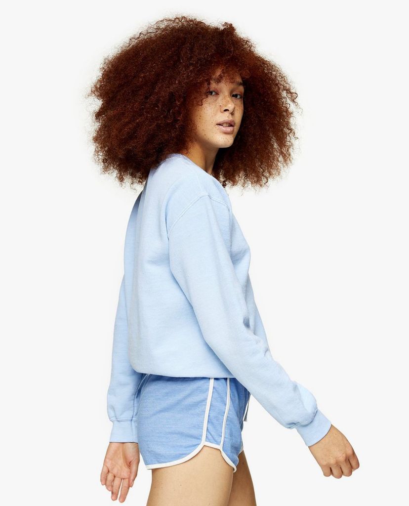 TOPSHOP - Quần short nữ lưng thun Blue Neppy Runner
