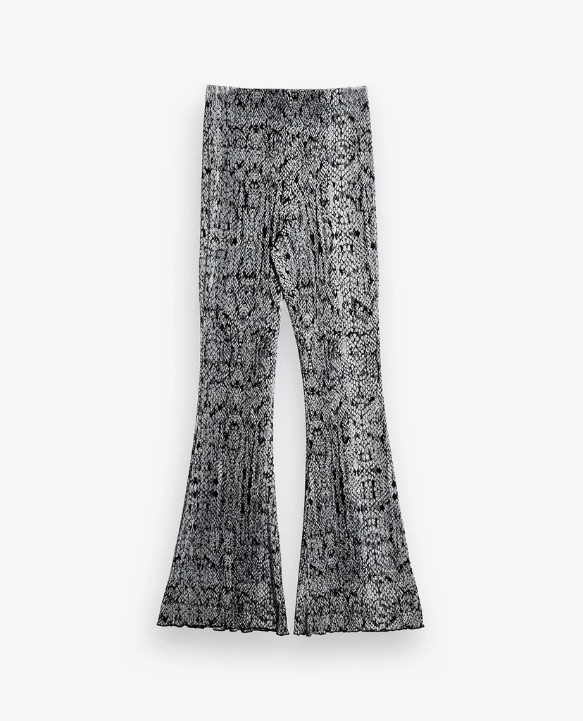 TOPSHOP - Quần kiểu nữ ống loe Blue Snake Print Plisse Flared