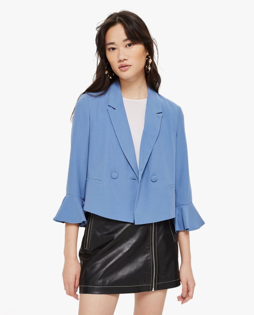 TOPSHOP - Áo blazer nữ tay dài ống loe Double Breasted Cropped