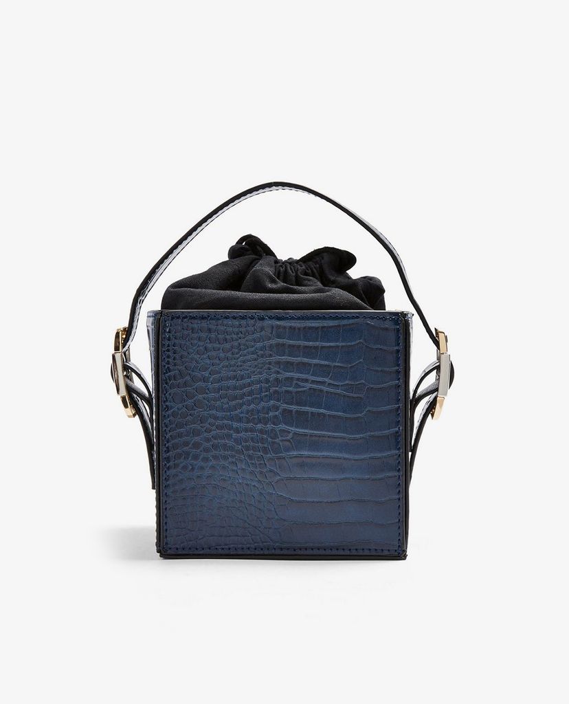 TOPSHOP - Túi xách tay nữ hình hộp vuông GRACIE Blue Crocodile