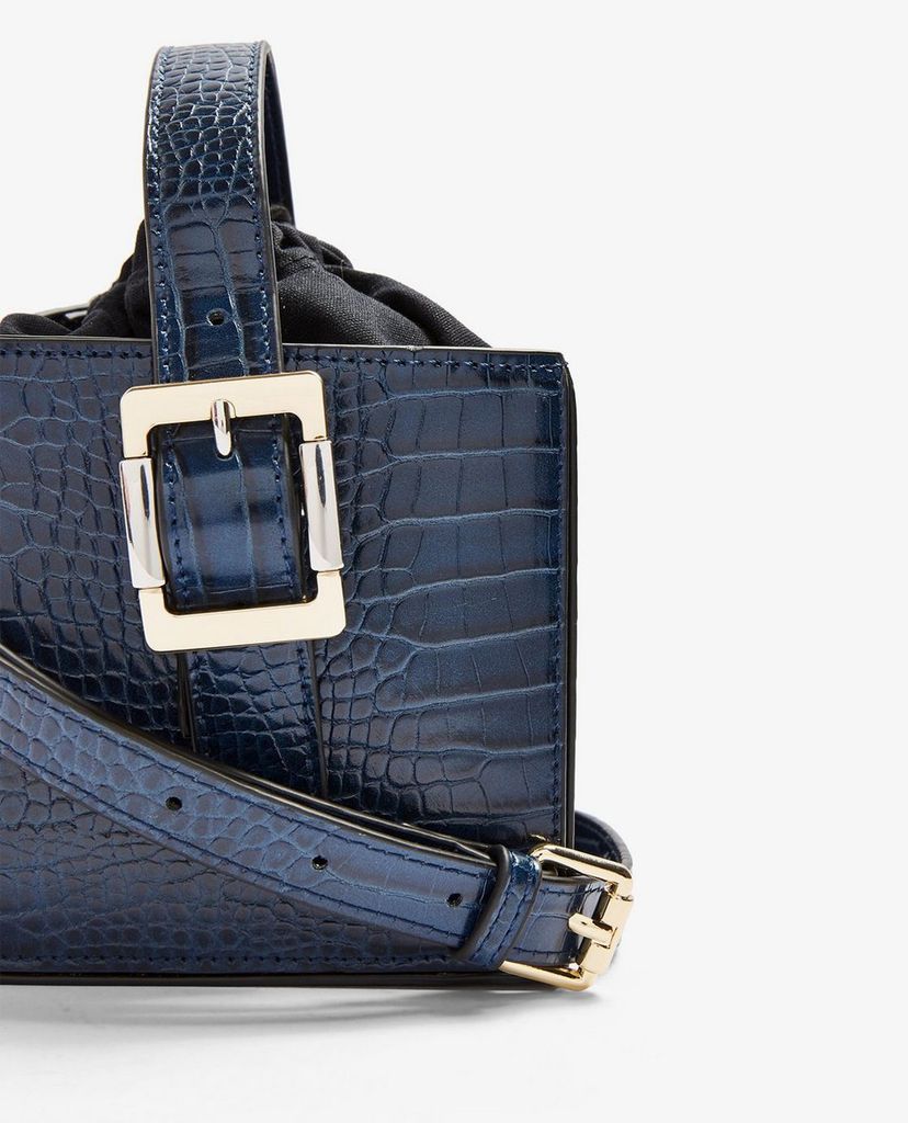 TOPSHOP - Túi xách tay nữ hình hộp vuông GRACIE Blue Crocodile