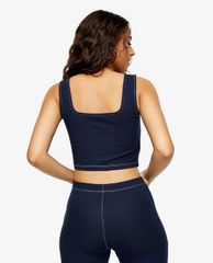TOPSHOP - Áo croptop nữ sát nách PETITE Blue Denim Corset