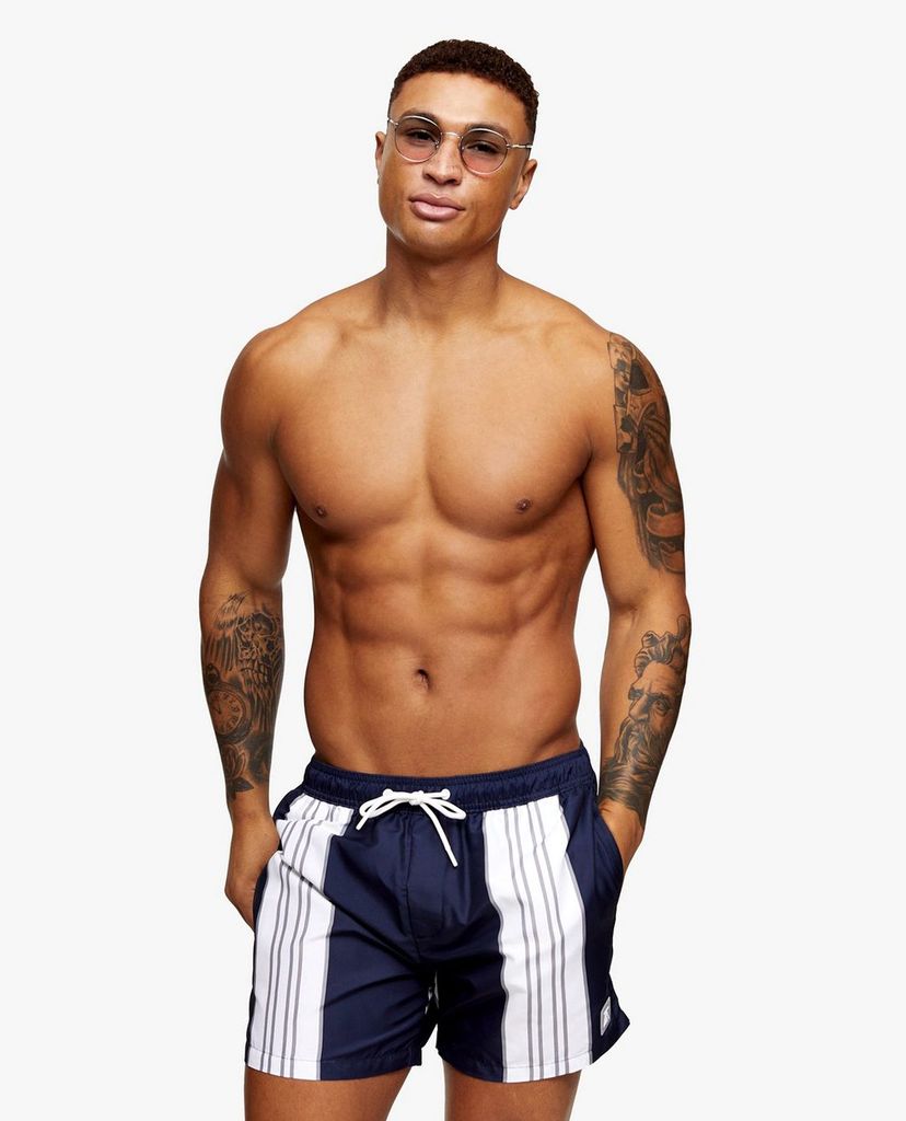 TOPMAN - Quần short bơi nam CONSIDERED Navy Stripe