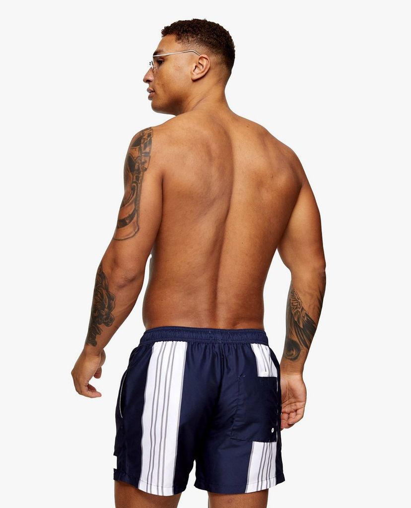 TOPMAN - Quần short bơi nam CONSIDERED Navy Stripe