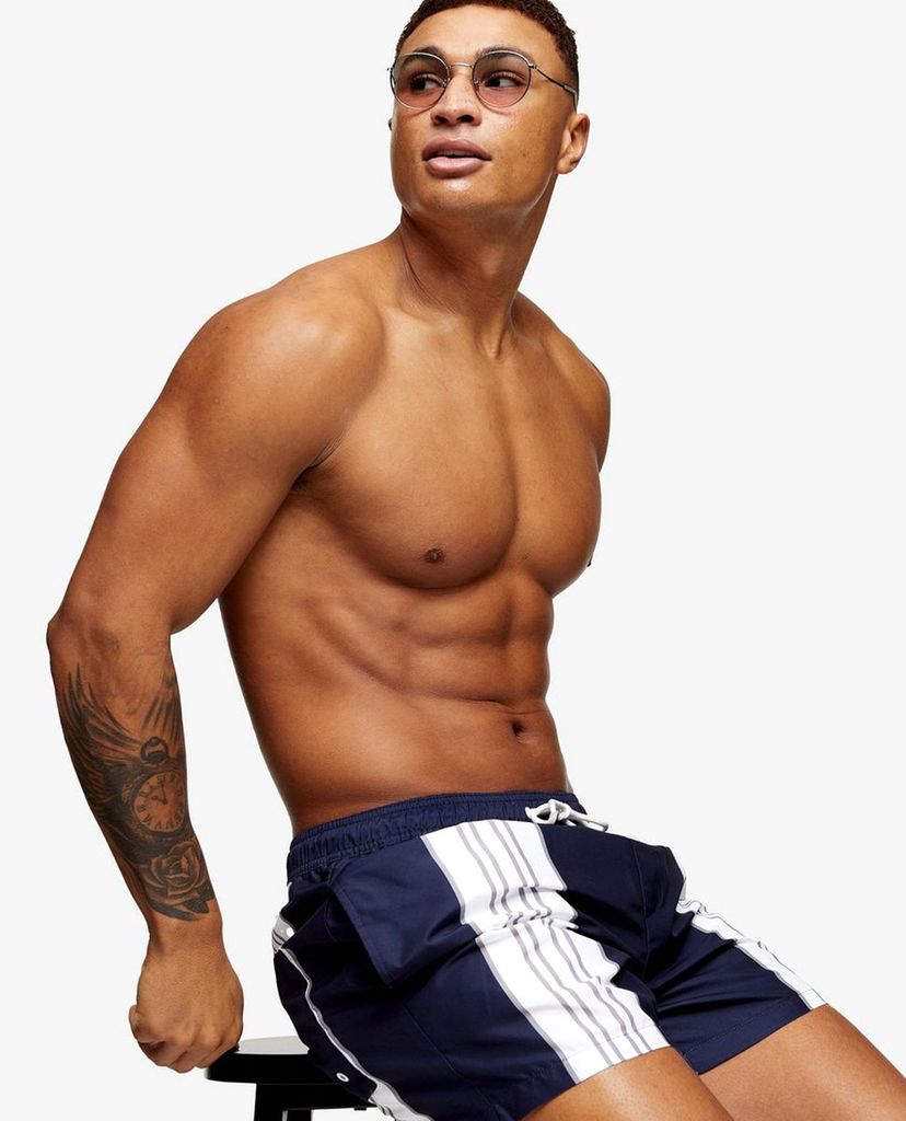 TOPMAN - Quần short bơi nam CONSIDERED Navy Stripe