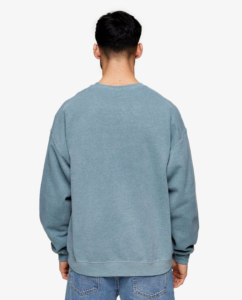 TOPMAN - Áo sweatshirt nam cổ tròn tay dài Blue Amsterdam