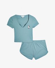 TOPSHOP - Set áo thun và quần shorts Llama Embroidered Notch