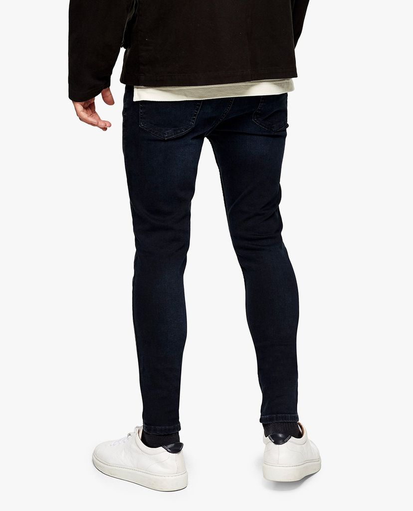 TOPMAN - Quần jeans nam skinny Blue Black Spray