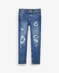TOPMAN - Quần jeans nam phom skinny Mid Wash Ripped & Repair