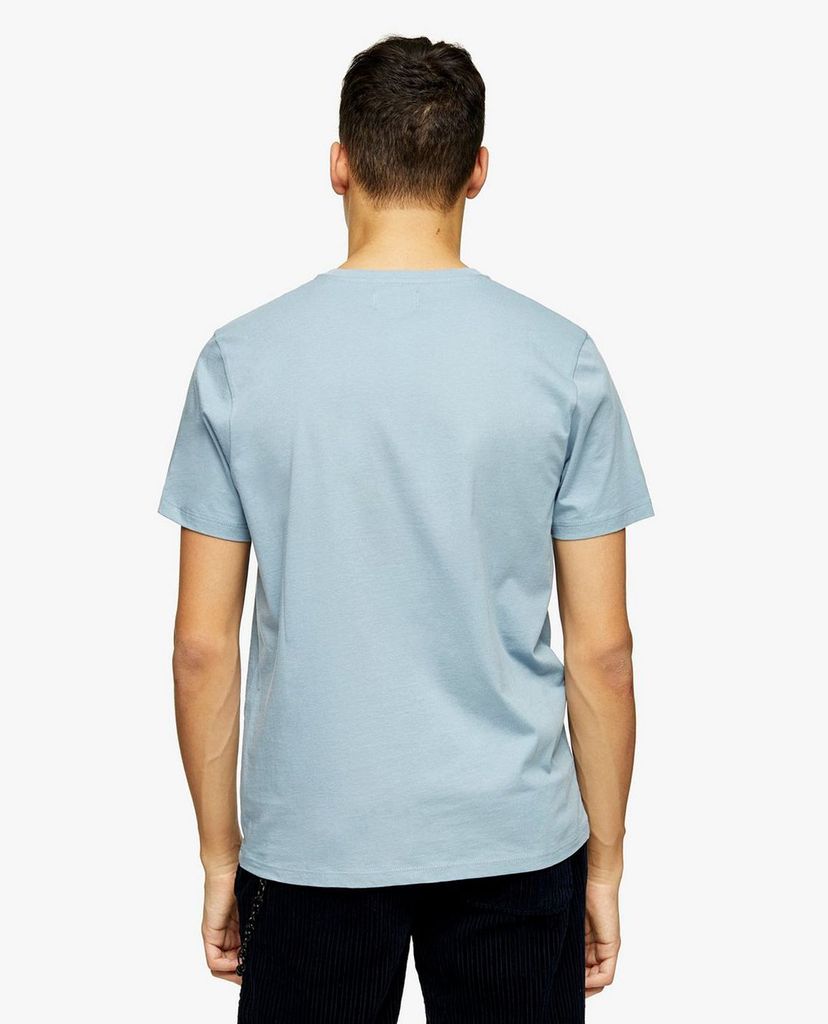 TOPMAN - Áo thun nam cổ tròn ngắn tay Blue Classic