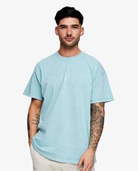 TOPMAN - Áo thun nam cổ tròn ngắn tay Blue Seattle Vertical Print