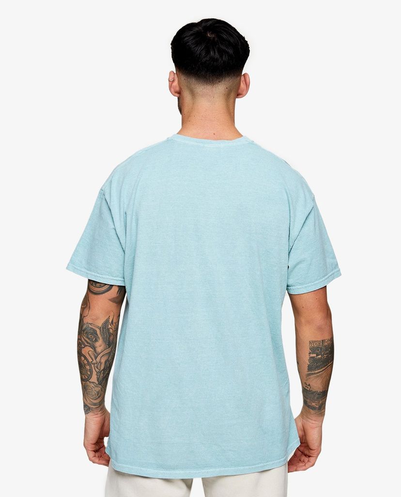 TOPMAN - Áo thun nam cổ tròn ngắn tay Blue Seattle Vertical Print