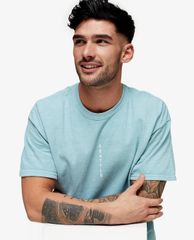 TOPMAN - Áo thun nam cổ tròn ngắn tay Blue Seattle Vertical Print